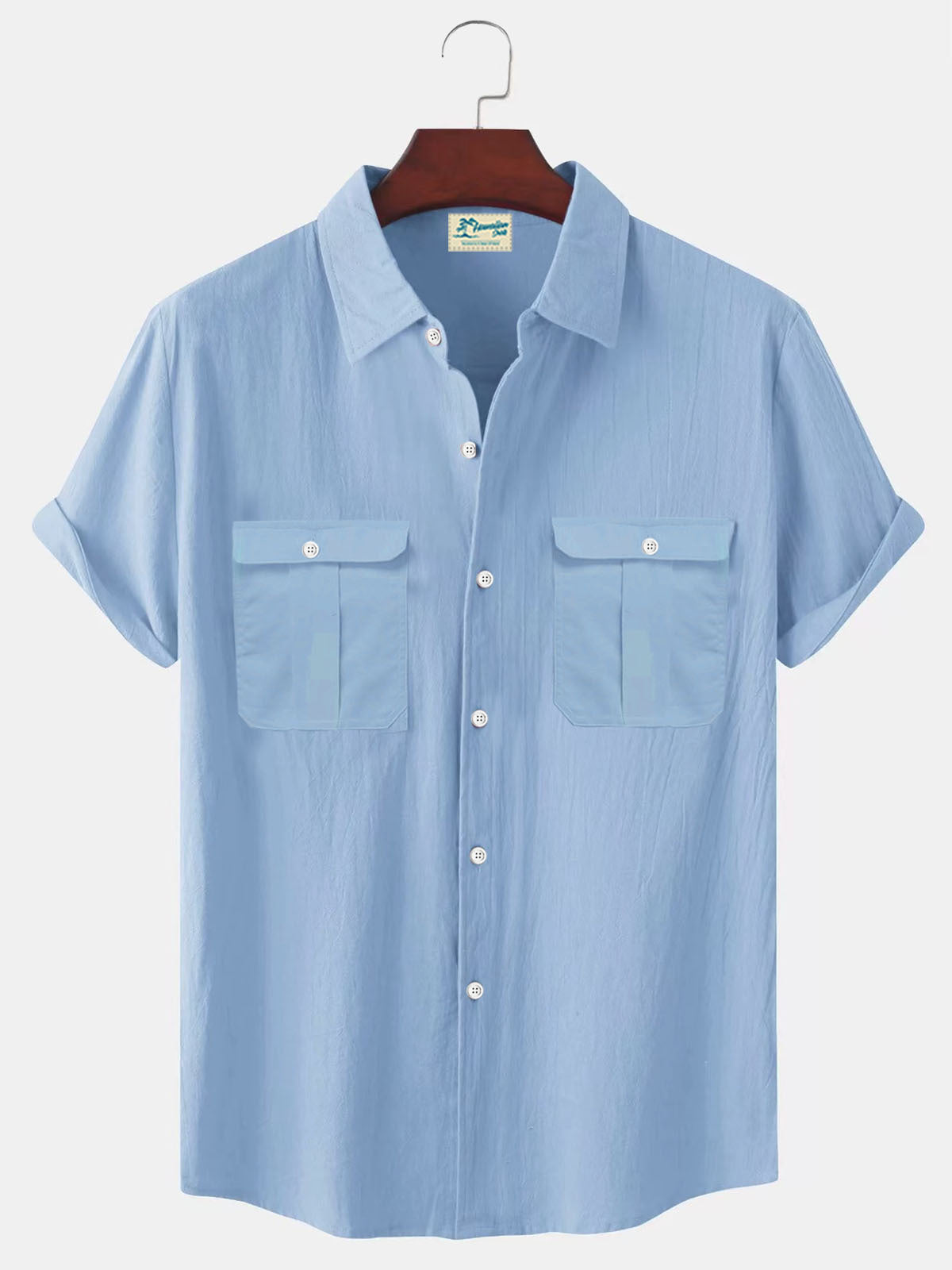 👔【M-5XL】novedad de verano camisa de lino simple para hombre_4023419