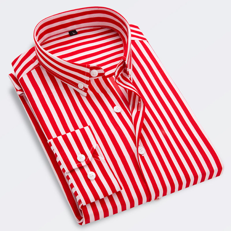 🔥【M-5XL】 Camisa a rayas de manga larga informal de negocios para hombre_3991084