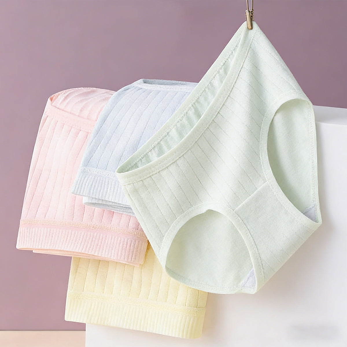 【Paquete de 7】bragas de algodón para mujer, de talle alto y antibacterianas
