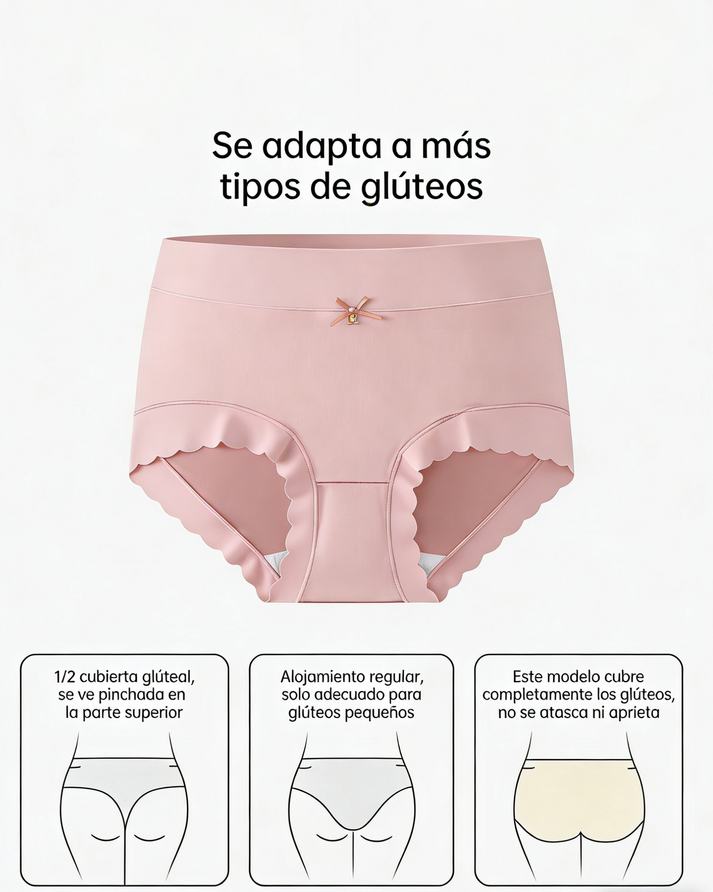 【40-75kg】【Paquete de 3 piezas】 Ropa interior de satén de seda suave, transpirable y elegante