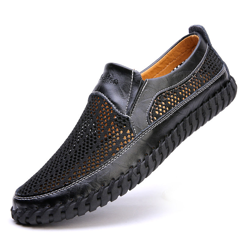 Nuevos zapatos de malla de cuero para hombre para primavera y verano
