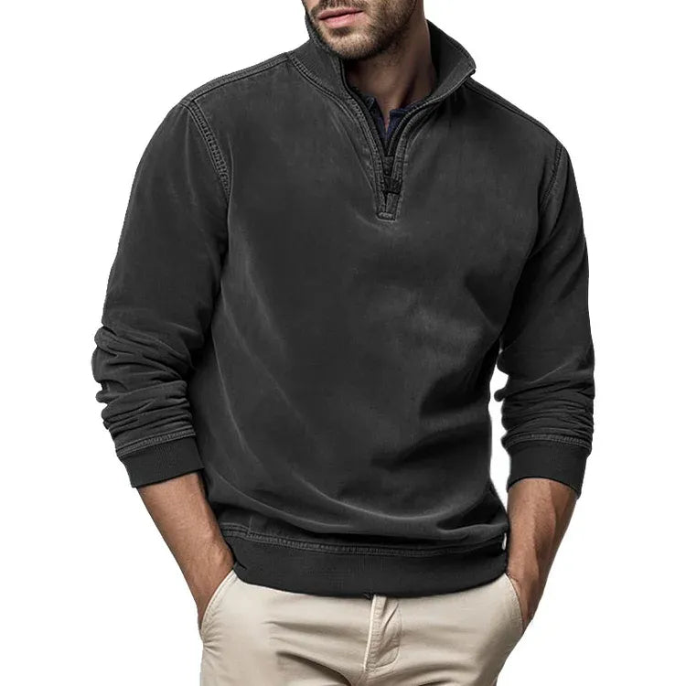 2024 nueva sudadera retro con media cremallera para hombre, versátil para negocios_3853394