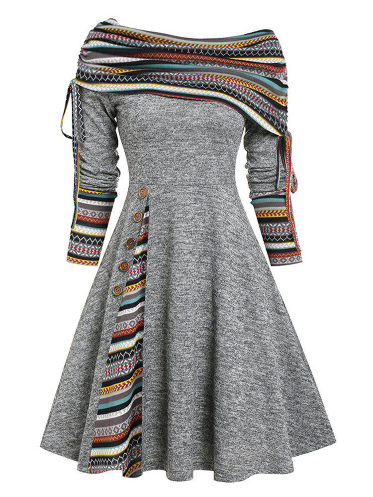 【40-100 KG】Vestido de un hombro de manga larga de otoño e invierno, cálido y moderno-3855775