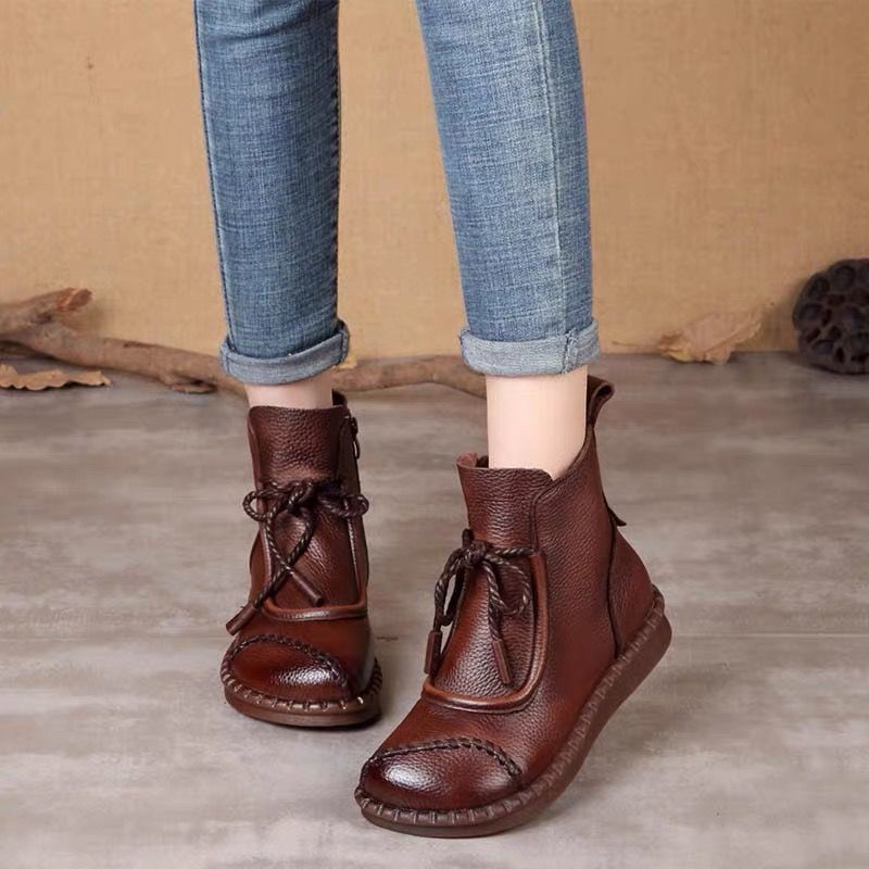 【35-40】👢2024 Botas de cuero suave retro para mujer de principios de otoño_3854205