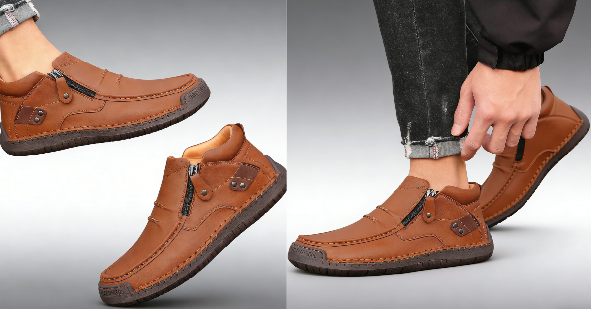 【38-48】Zapatos de conducción de cuero hechos a mano para hombre, sin cordones, con punta ancha y soporte para el arco