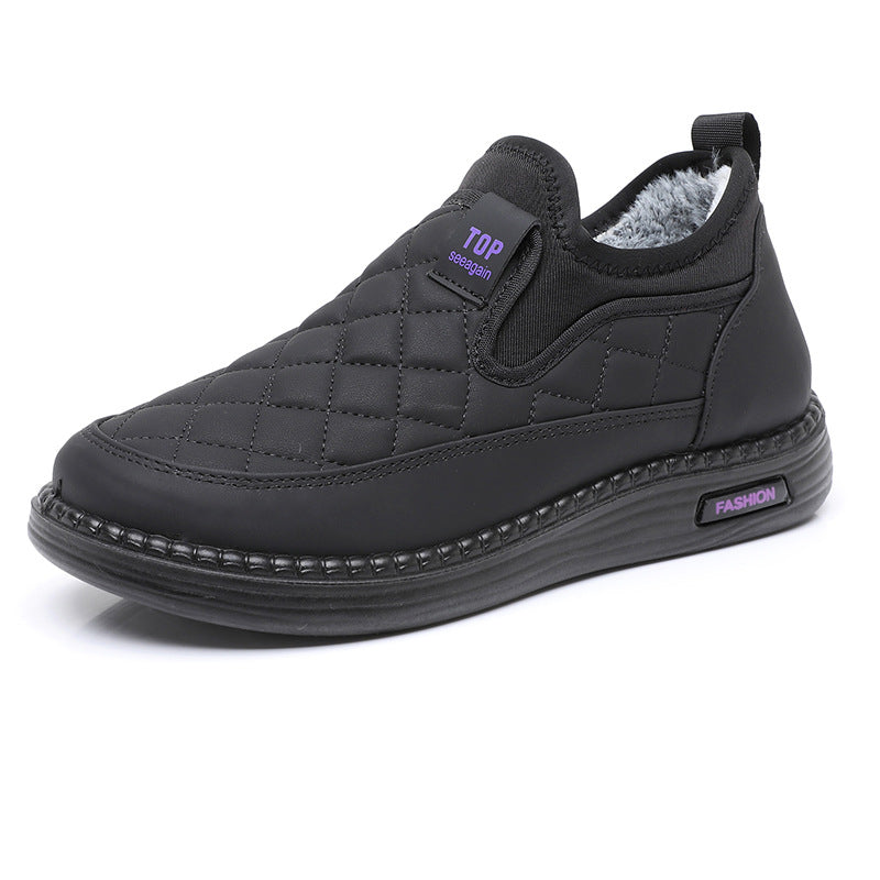 【36-41】 2024 nuevos zapatos de invierno impermeables de cuero de algodón más terciopelo y engrosamiento para mantener el calor y botas planas antideslizantes de un solo pie 3855736