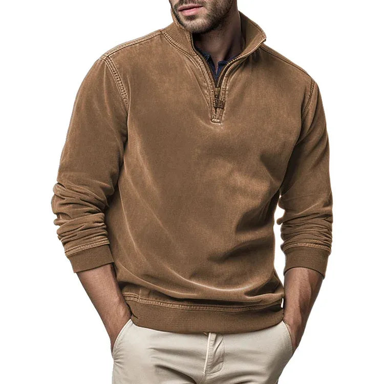 2024 nueva sudadera retro con media cremallera para hombre, versátil para negocios_3853394