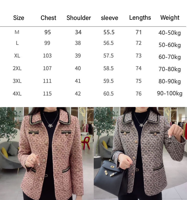 💖💥【M-4XL】Nueva chaqueta de traje de mujer con solapa para otoño e invierno_3835021