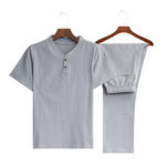 【M-5XL】【Topy + Spodnie】Nowy modny, swobodny męski dwuczęściowy garnitur✅Luźny✅Wygodny✅Oddychający_4066287