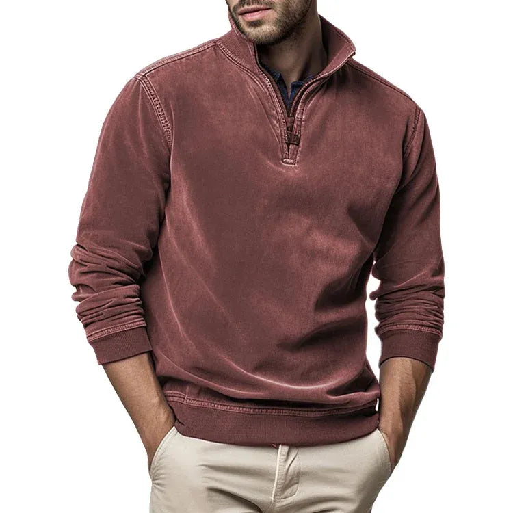 2024 nueva sudadera retro con media cremallera para hombre, versátil para negocios_3853394