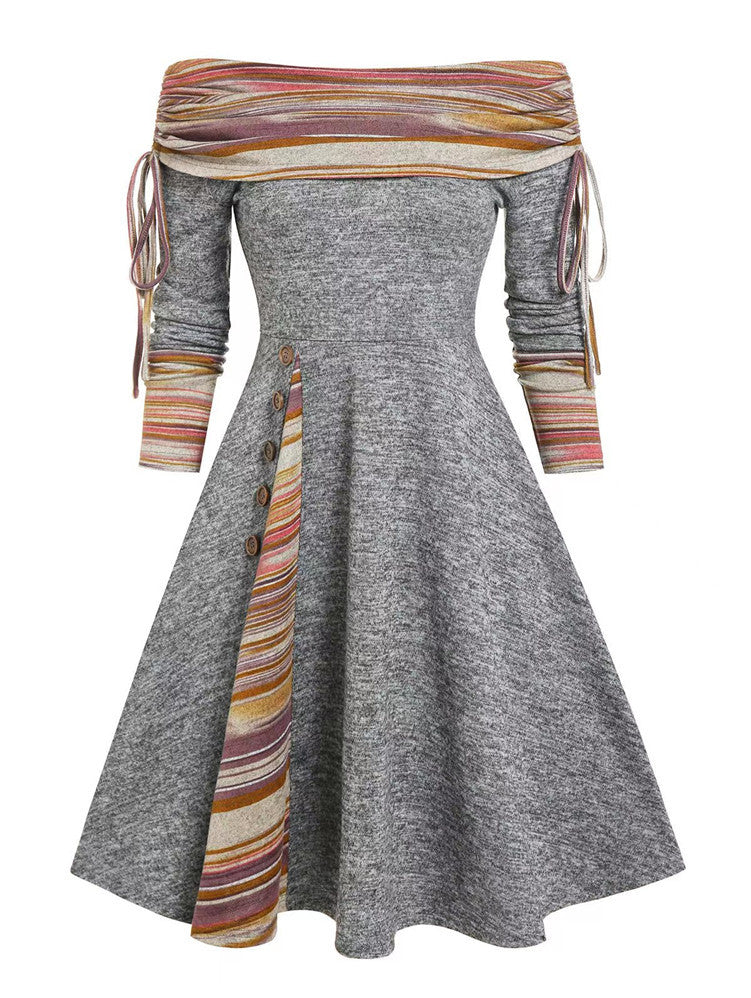 【40-100 KG】Vestido de un hombro de manga larga de otoño e invierno, cálido y moderno-3855775