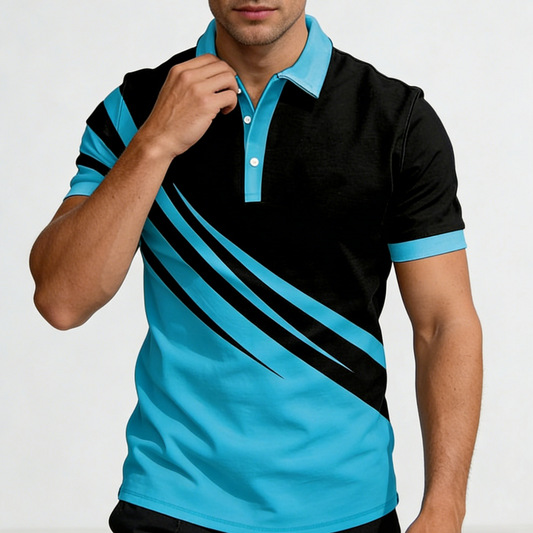 【S-6XL】 Nueva camiseta polo de hombre de verano con estampado a rayas en 3D