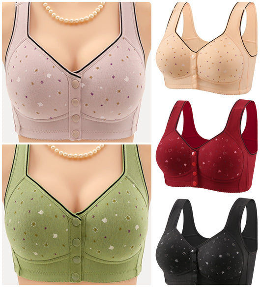 🔥【Pakiranje od 3】Ženski grudnjak bez žice s prednjim gumbima 【40-120 kg】❤️Pamuk, prirodni antibakterijski, udoban, udoban