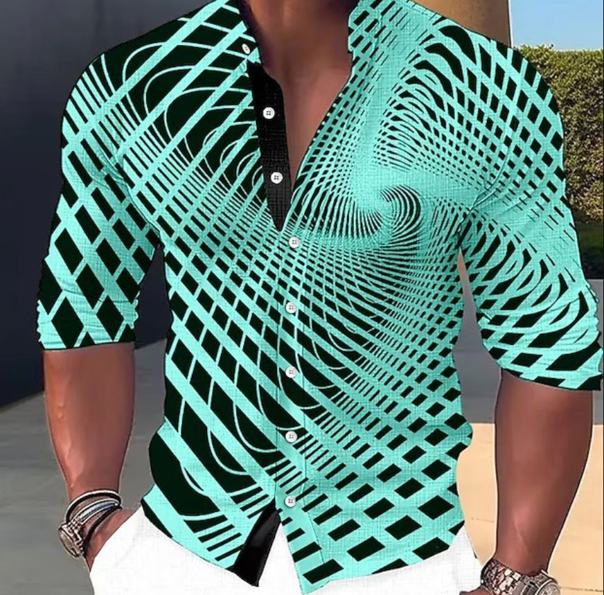 【50% RABAT! 】Męska koszula 3D z nadrukiem – stylowa, kolorowa, przyciąga wzrok!
