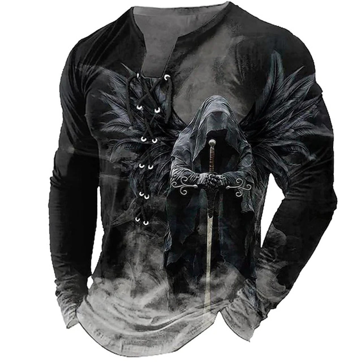 🦁🦁Męski, swobodny T-shirt z długim rękawem i nadrukiem 3D-3995258