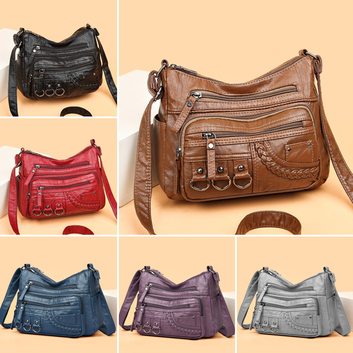 💥【Compre 1 y obtenga 1 gratis】👜2024 Nuevo bolso de hombro/bandolera de cuero suave de gran capacidad_3867874
