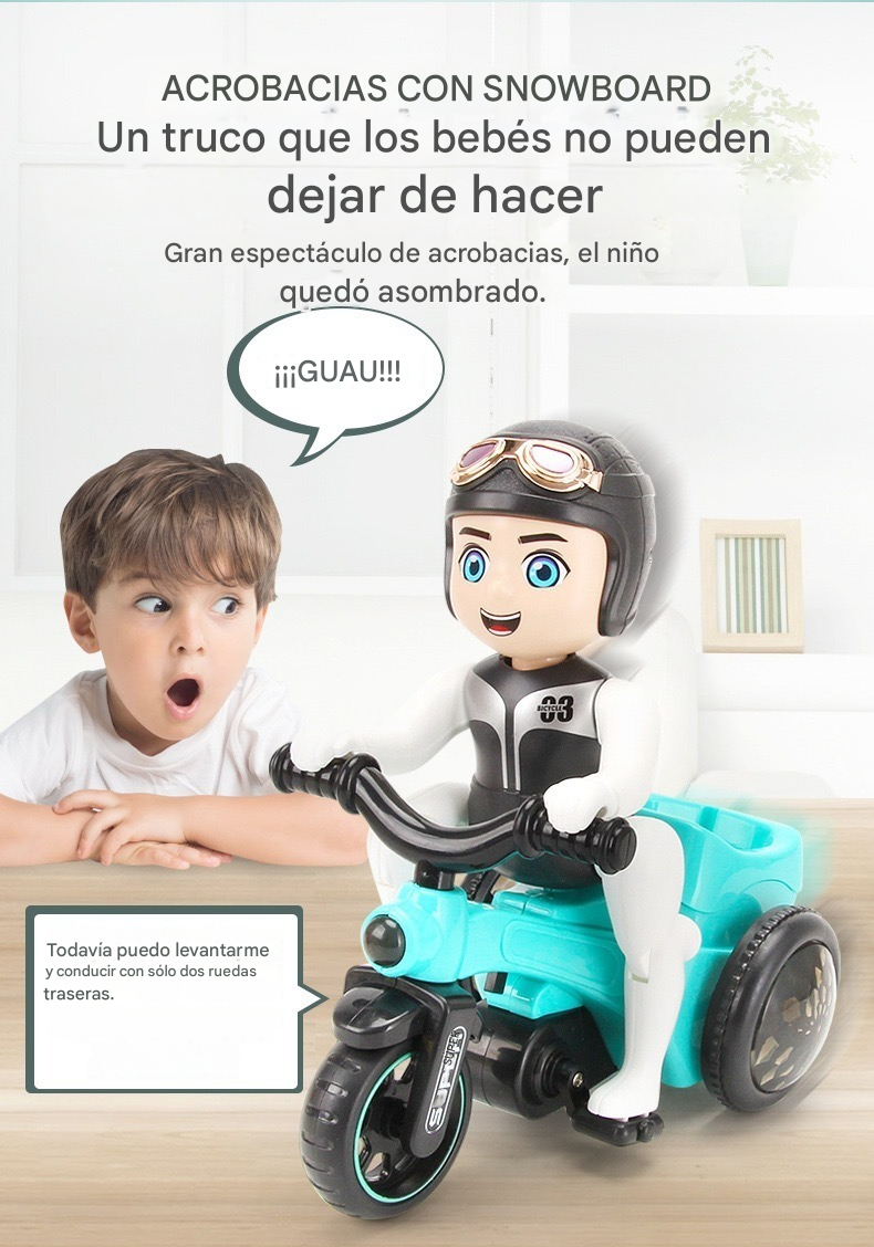 ✨【Pago contra reembolso】🌈Triciclo acrobático de bicicleta de juguete con rotación automática de 360 grados con luces de baile 4D_3856579