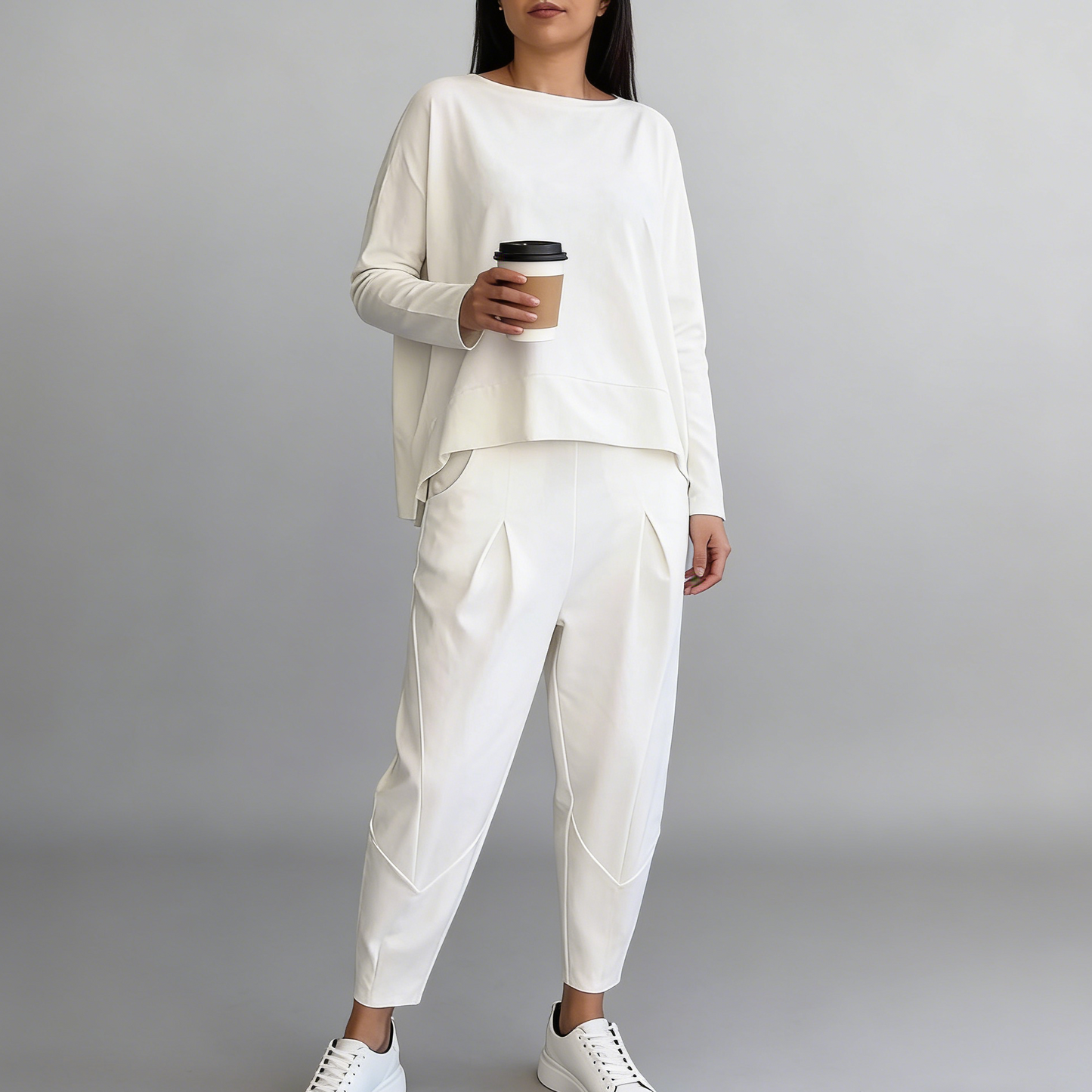 conjunto casual sencillo de algodón 2026 primavera-otoño, versátil para el día a día y el trabajo