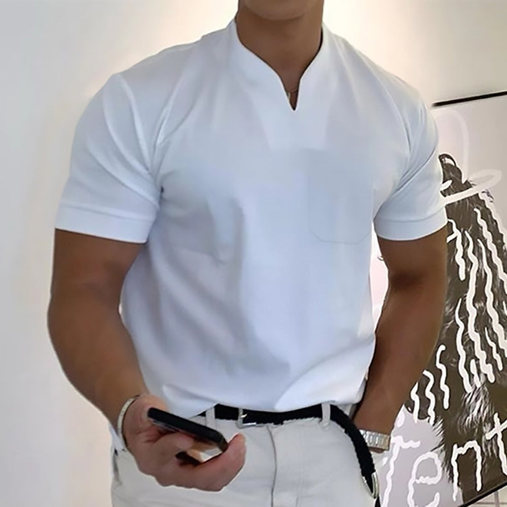 【S-5XL】Tricou bărbătesc din bumbac elastic, cu mânecă scurtă, de vară 2025-R