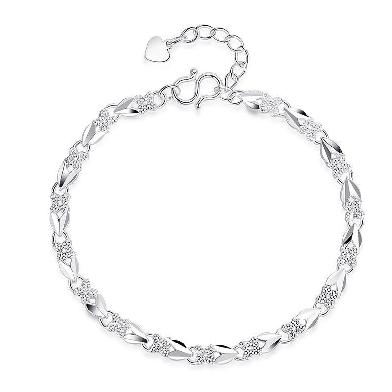 Love New Fashion Pulsera de plata 925 con un trébol de cuatro hojas para mujer