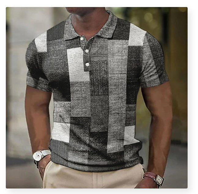 【S-5XL】2025 Camasa POLO casual pentru barbati cu model geometric_4064552