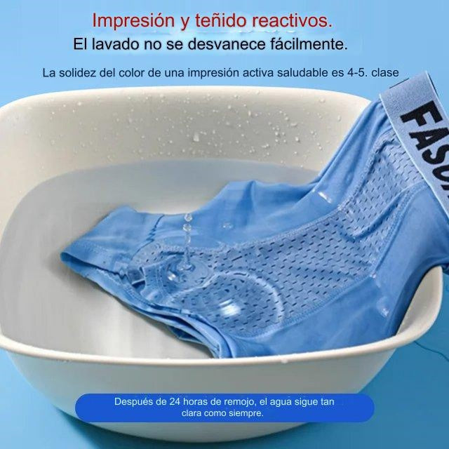 ⏰⏰【6 piezas 34 euros】 Calzoncillos bóxer de malla transpirable de seda helada para hombre_3890036