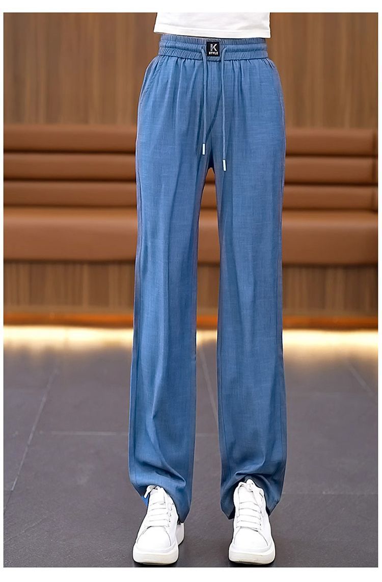 ❤️【S-3XL】Jeans de cintura alta y pierna ancha delgados de seda de hielo_3873754