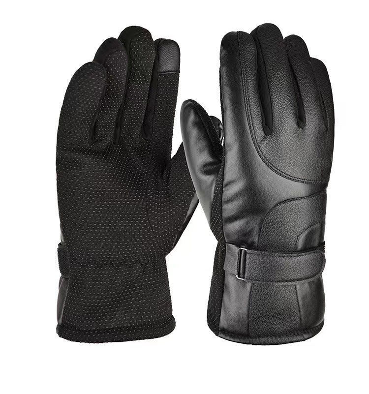 Guantes cálidos con pantalla táctil para ciclismo al aire libre de terciopelo de otoño e invierno-3849535