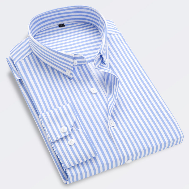 🔥【M-5XL】 Camisa a rayas de manga larga informal de negocios para hombre_3991084