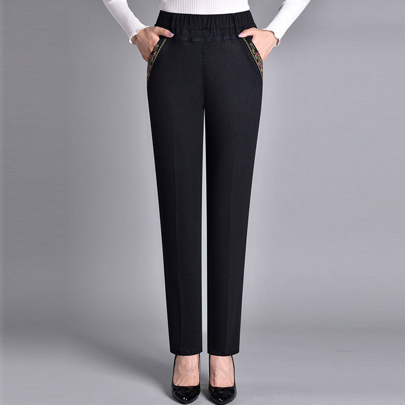 【XL-5XL】Blugi drepți, elastici, casual, pentru femei, primăvara 2024_3831027