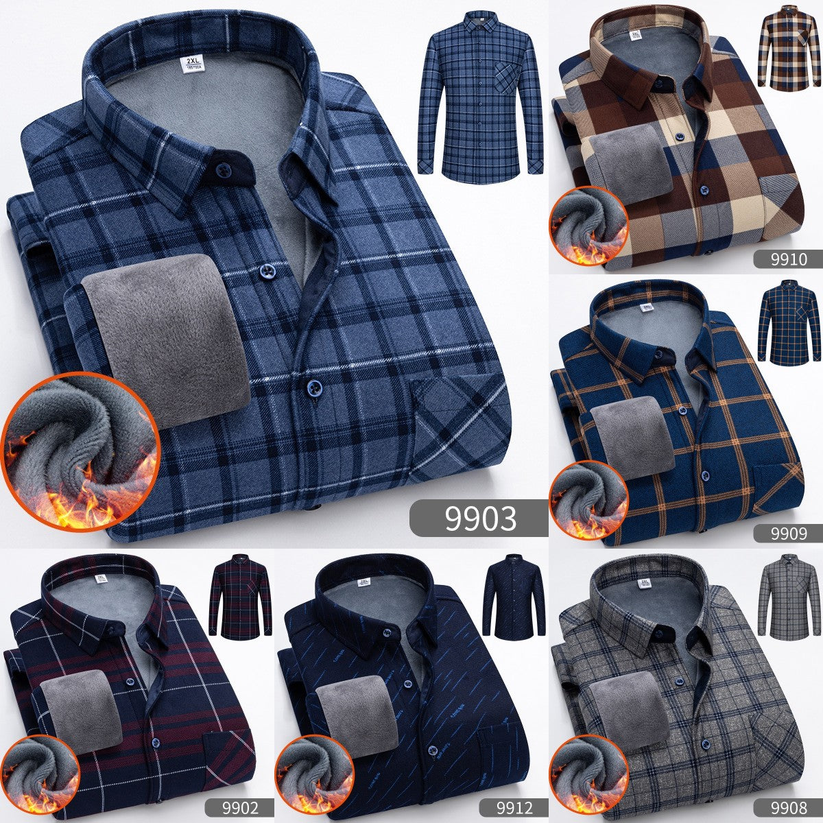 š„šćL-5XLćCamisa de negocios cĆ”lida de manga larga de otoƱo e invierno.3849551