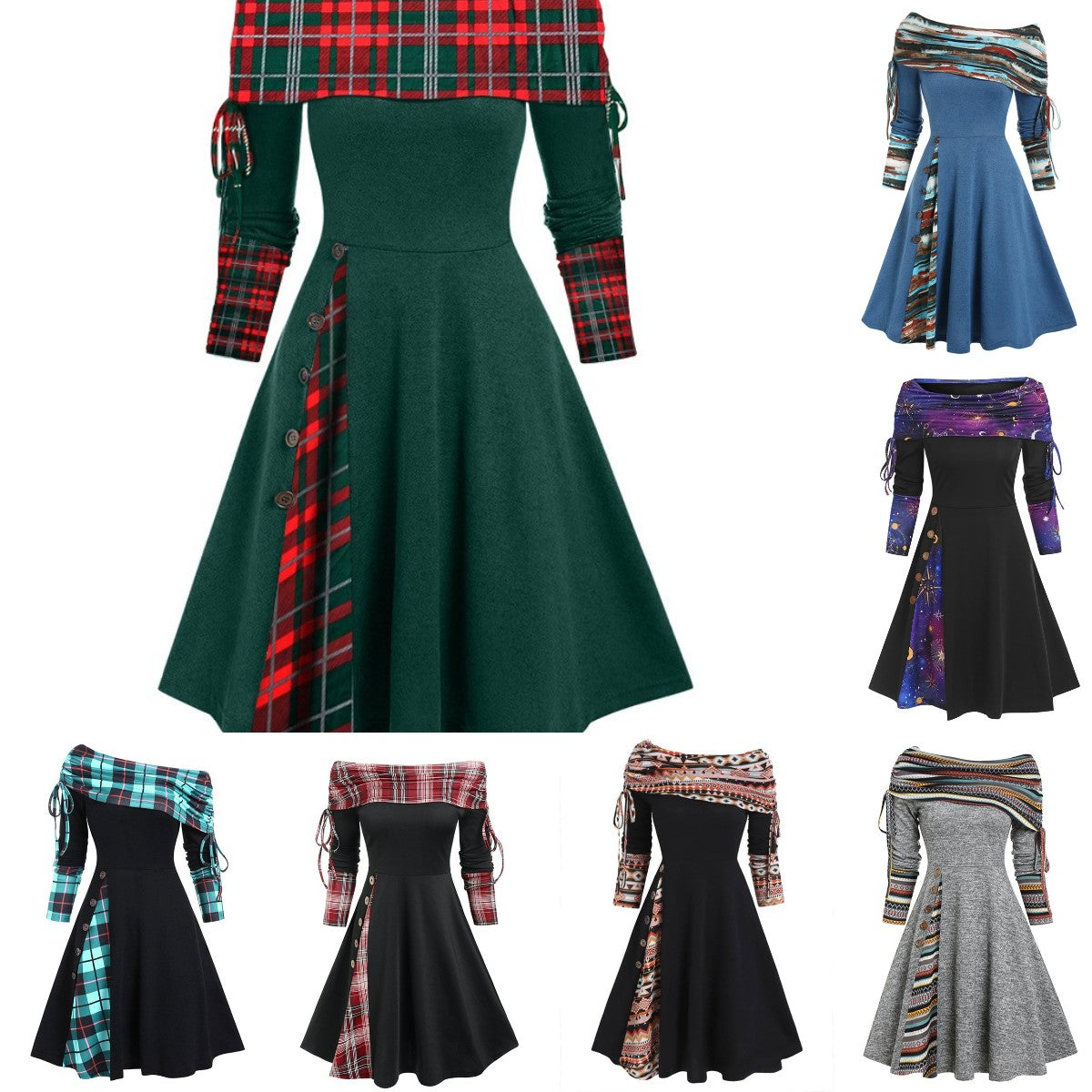 【40-100 KG】Vestido de un hombro de manga larga de otoño e invierno, cálido y moderno-3855775