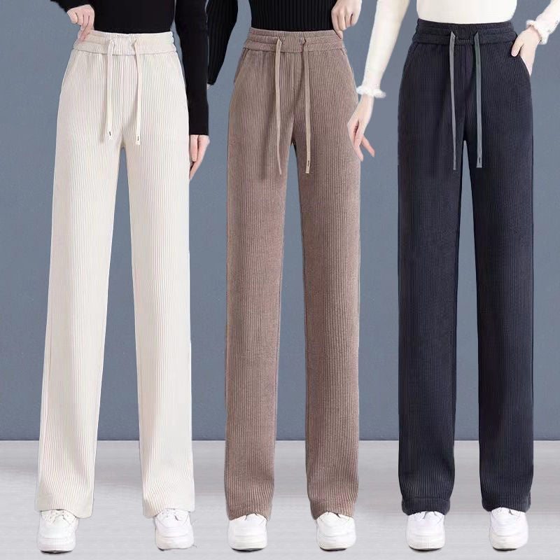 【M-3XL】Nuevos pantalones casuales elásticos de pierna ancha para mujer_3855701
