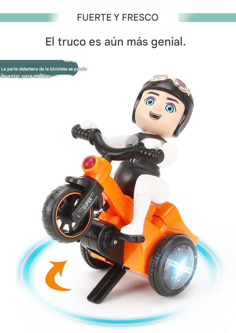 ✨【Pago contra reembolso】🌈Triciclo acrobático de bicicleta de juguete con rotación automática de 360 grados con luces de baile 4D_3856579