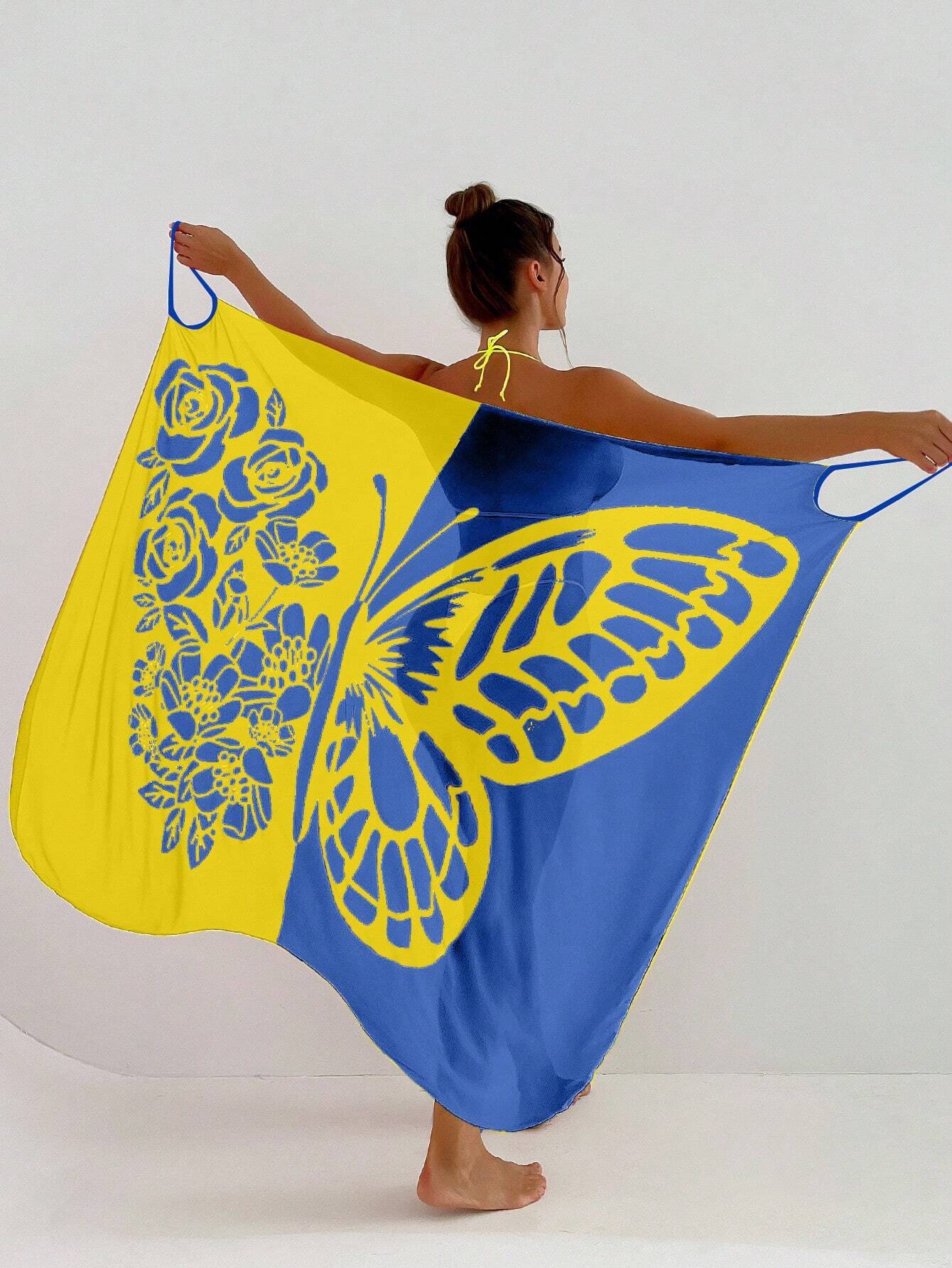 【Nuevo producto con descuento】Nuevo traje de baño playero de gasa con estampado de mariposas para mujer 2026