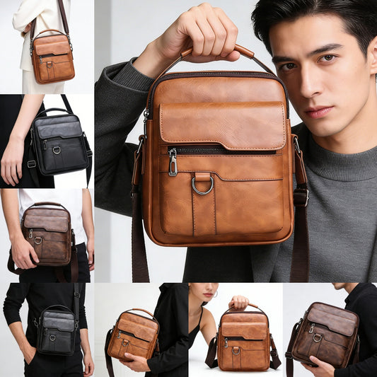 【Descuento por tiempo limitado】Bolsa moderna y casual de cuero para hombre, gran capacidad