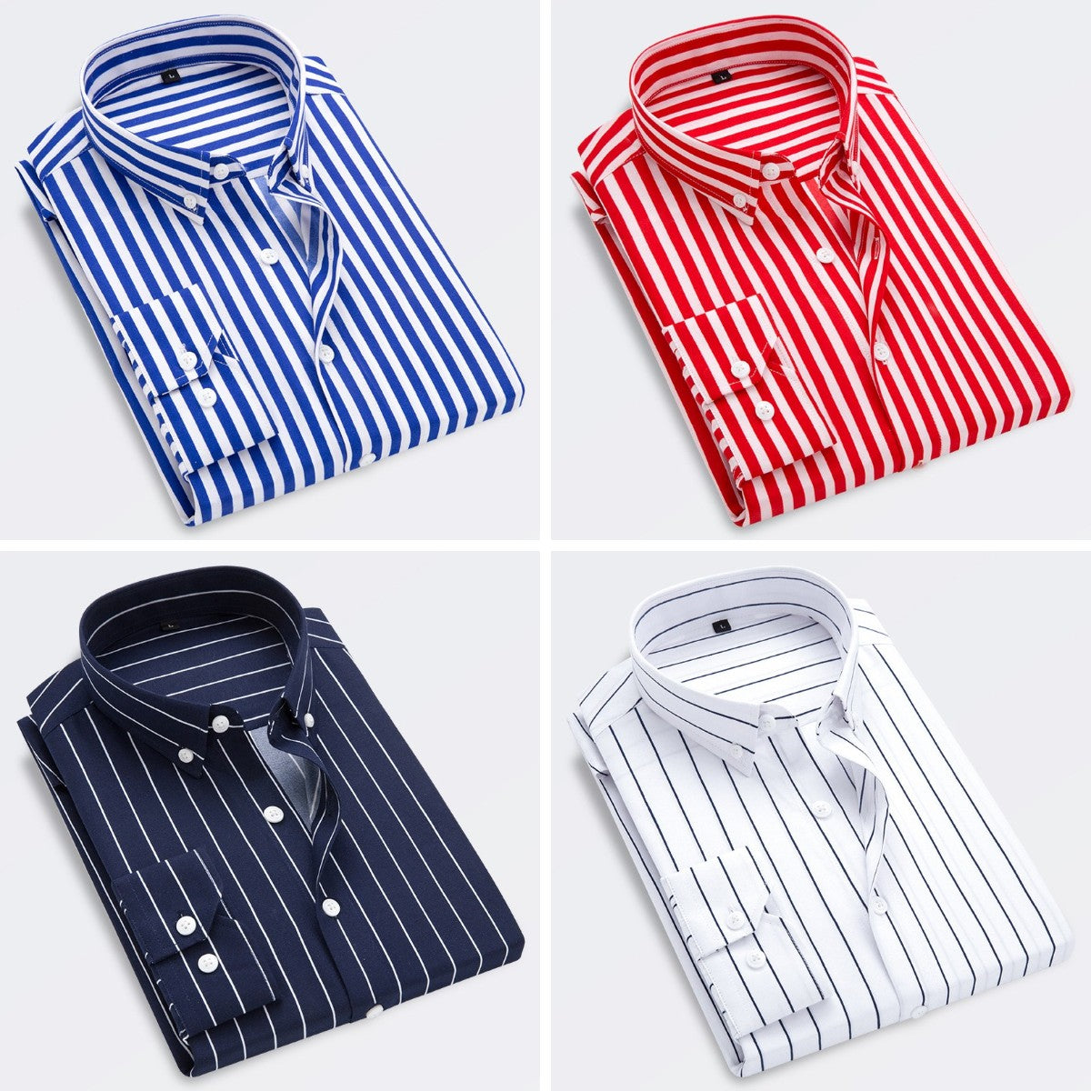 🔥【M-5XL】 Camisa a rayas de manga larga informal de negocios para hombre_3991084