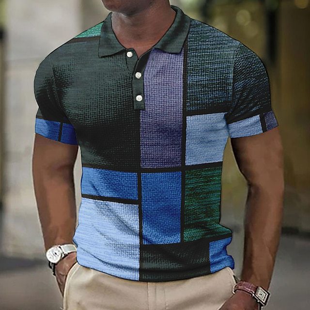 【S-5XL】2025 Camasa POLO casual pentru barbati cu model geometric_4064552
