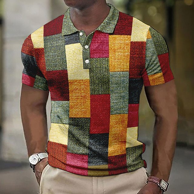 【S-5XL】2025 Camasa POLO casual pentru barbati cu model geometric_4064552