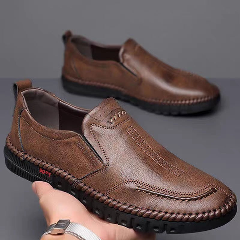 👞【39-44】2025 Męskie buty sportowe na co dzień, wykonane z prawdziwej skóry, z miękką podeszwą, antypoślizgowe, oddychające