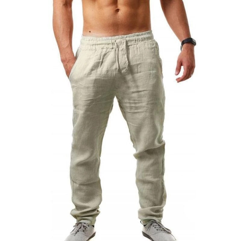 【Cumpărați 1 obțineți 1】 【S-4XL】Pantaloni sport de vară noi pentru bărbați pentru 2025, dimensiuni mari, versiune largă din bumbac respirabil și material de in_4043128