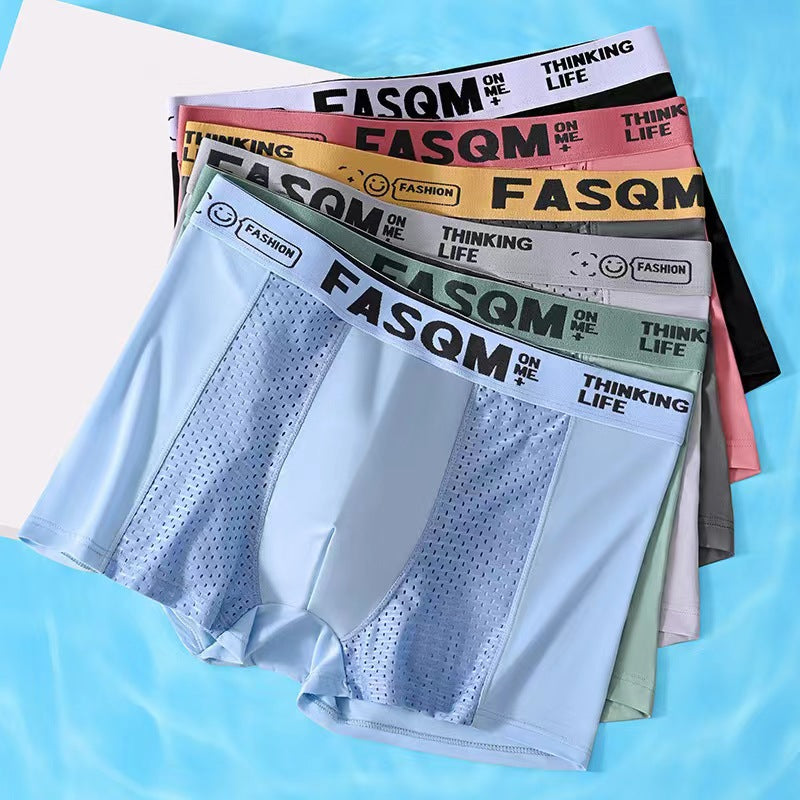 【6 piezas】Calzoncillos bóxer de malla transpirable de seda de hielo para hombre_4055818