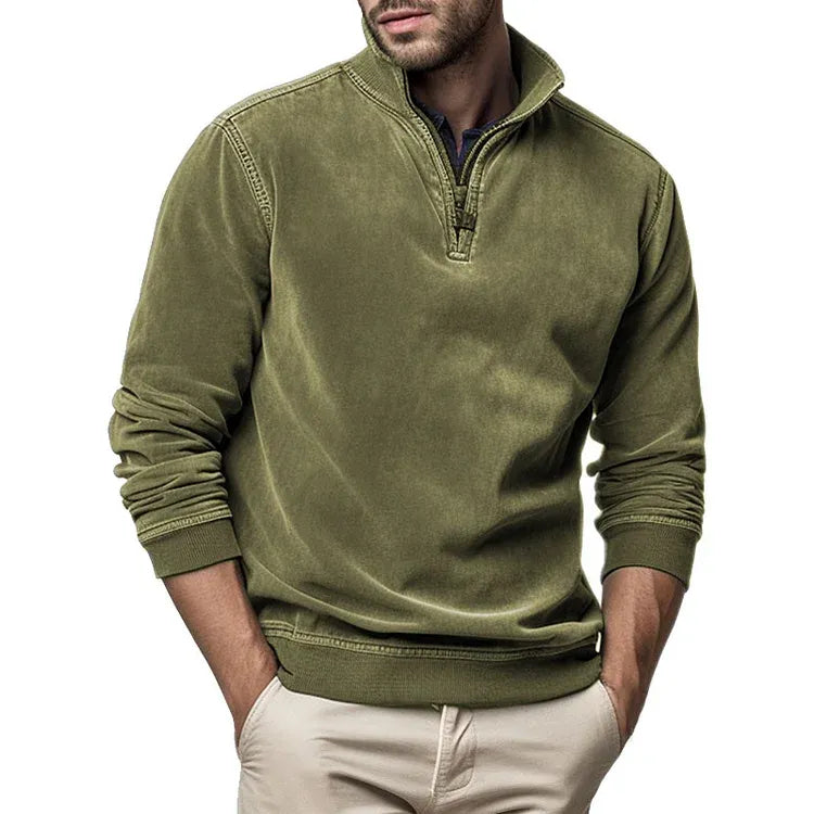 2024 nueva sudadera retro con media cremallera para hombre, versátil para negocios_3853394