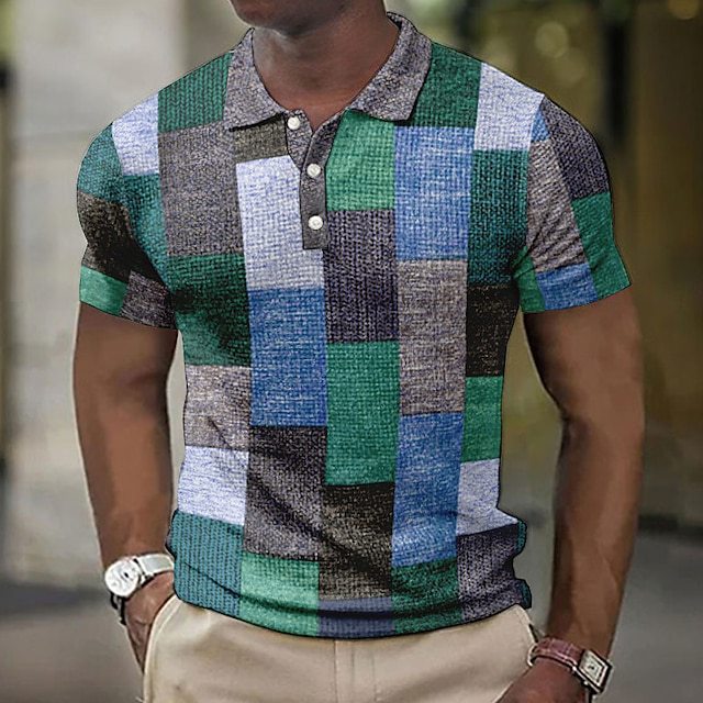 【S-5XL】2025 Camasa POLO casual pentru barbati cu model geometric_4064552
