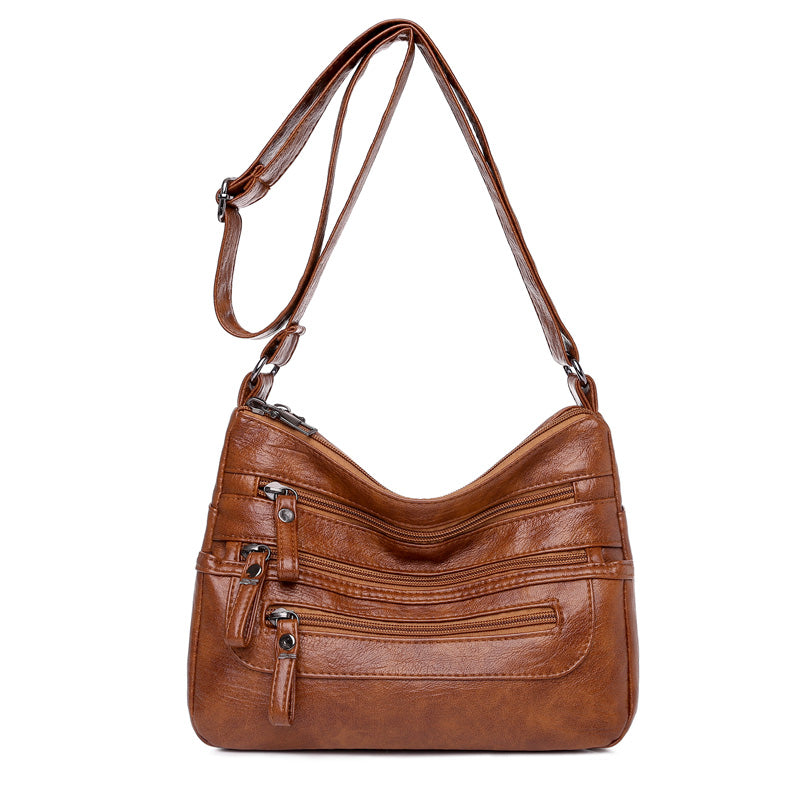 Nuevo bolso bandolera de piel lavada de gran capacidad para mujer