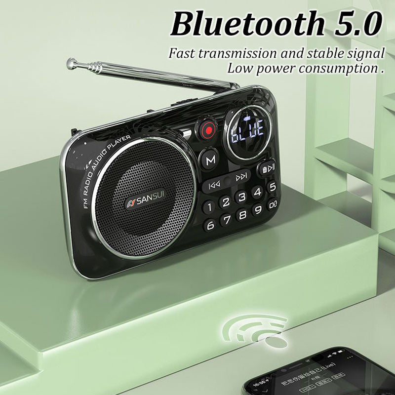 🎁【Oferta por tiempo limitado】Reproductor de música con radio Bluetooth portátil, puede insertar tarjetas y unidades flash USB_3868036