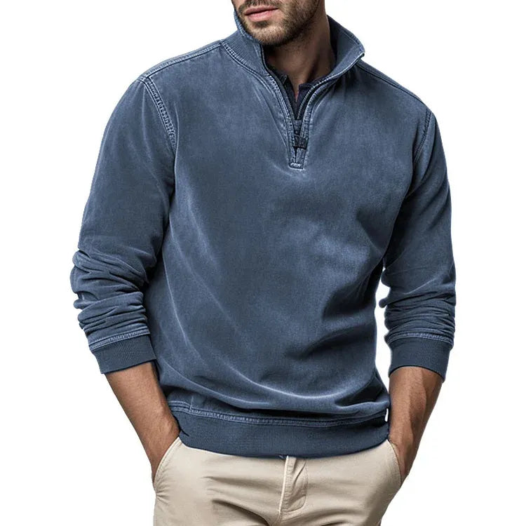 2024 nueva sudadera retro con media cremallera para hombre, versátil para negocios_3853394