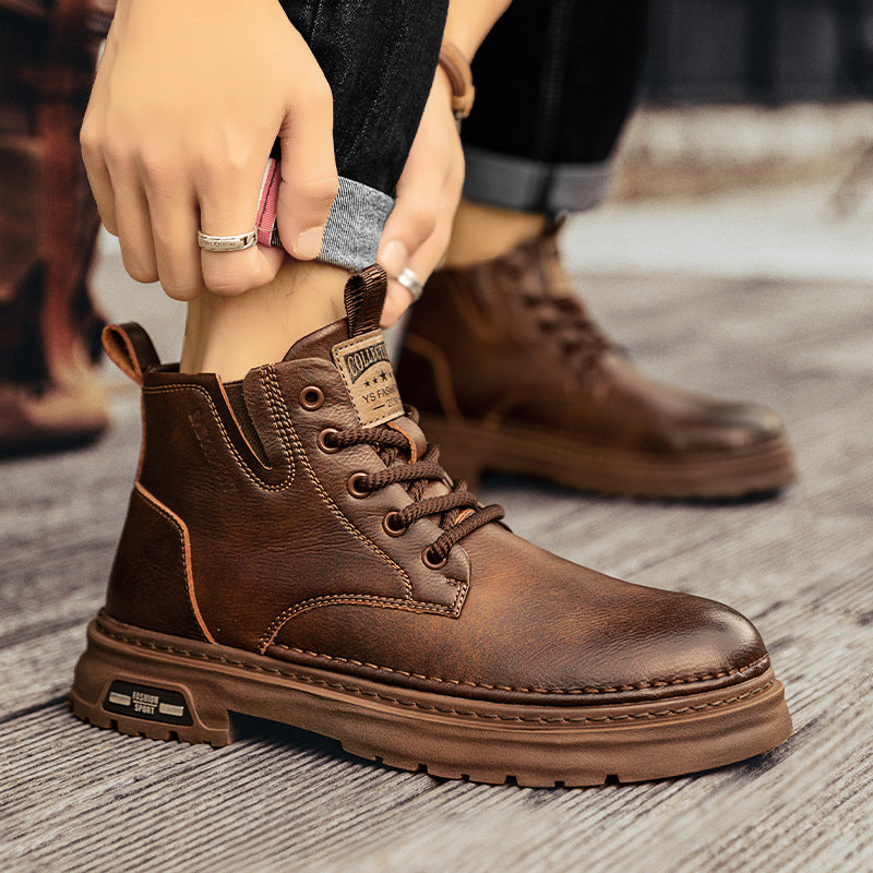 【39-44】🎁✨Regalo ideal: botas de cuero retro con cordones para hombre_3870627