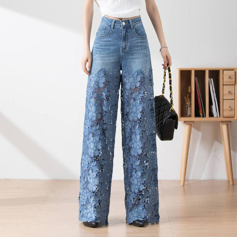 💥 VENTA VENTA 💥👖Modernos vaqueros con parches de encaje