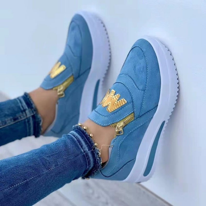 💥【35-43】✨ 2025 Damskie buty sportowe casualowe z zamkiem błyskawicznym, grubą podeszwą, modne i wygodne